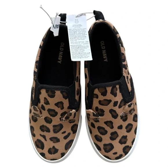 NWT Old Navy Toddler Girls Animal Print Canvas Slip-On Sneakers size 10 - Picture 2 of 4